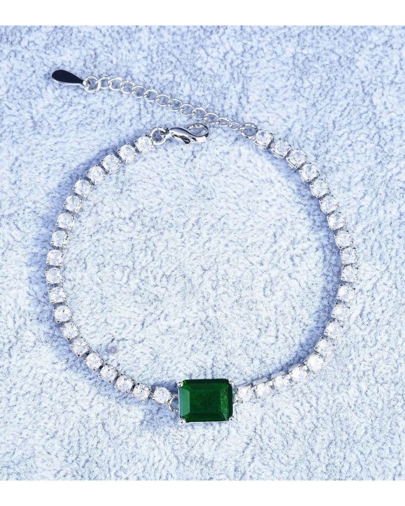 Mera Vintage Emerald & Crystal Tennis Bracelet