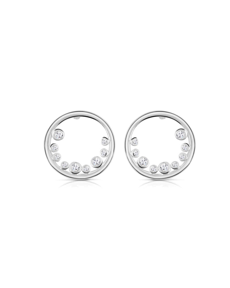 Newbridge Petite Circular Earrings with Clear Stones ER324