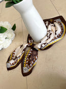 Fernanda Two Tone Printed Neck Scarf - Brown & Cream
