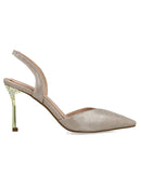 Menbur 23458 Oro Gold Glitter Stilletto with Crystal heel