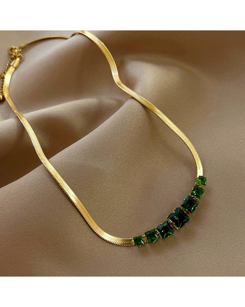 Karly Diamanté Necklace - Emerald