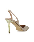Menbur 23458 Oro Gold Glitter Stilletto with Crystal heel