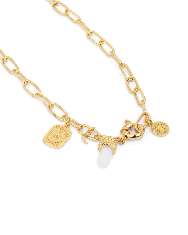 Newbridge Gold Plated Necklace with Opalite Charm NL406