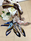 Fernanda Two Tone Printed Neck Scarf - Brown & Cream