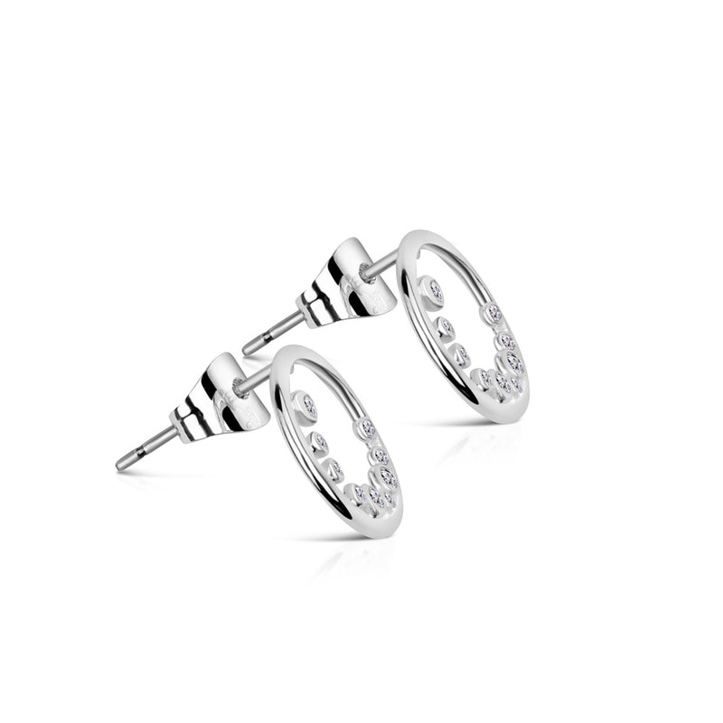 Newbridge Petite Circular Earrings with Clear Stones ER324