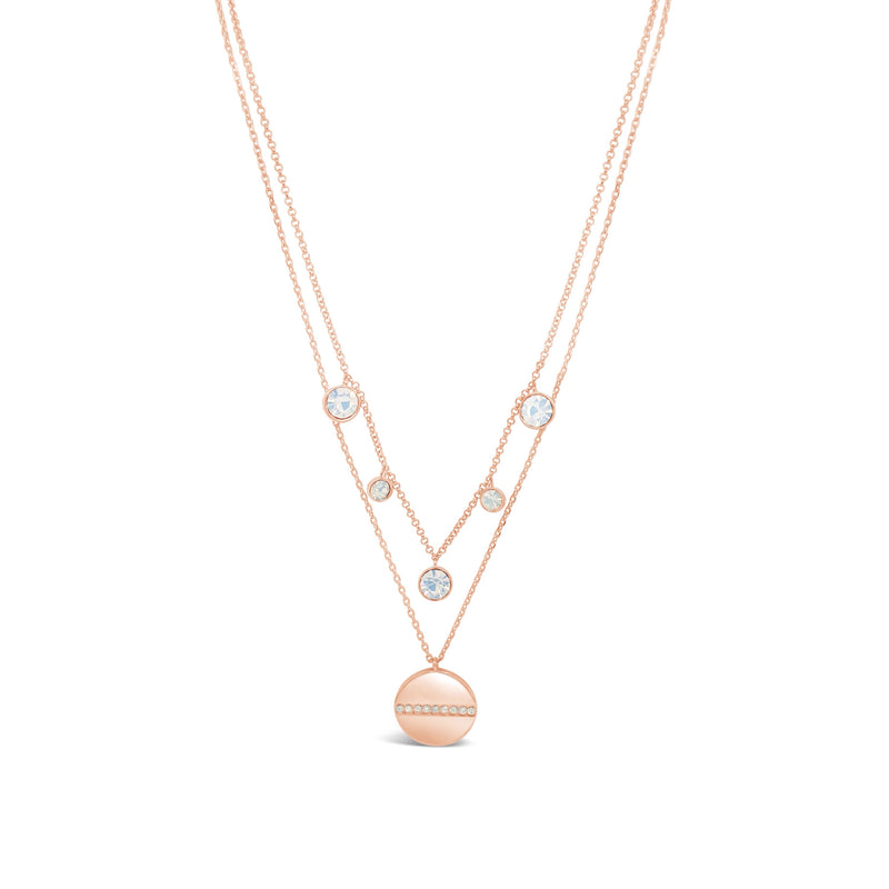 Absolute Opal Coin Double Strand Necklace - Rose Gold