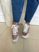 Redz Wedge Trainer Beige Blush and Rose Gold Q07110-17