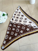 Fernanda Two Tone Printed Neck Scarf - Brown & Cream