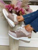 Redz Wedge Trainer Beige Blush and Rose Gold Q07110-17