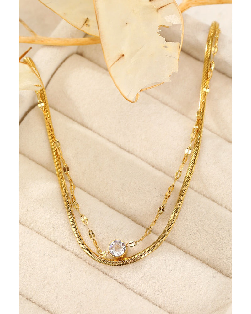 Emma Double Strand Chain Bracelet With Crystal - Gold