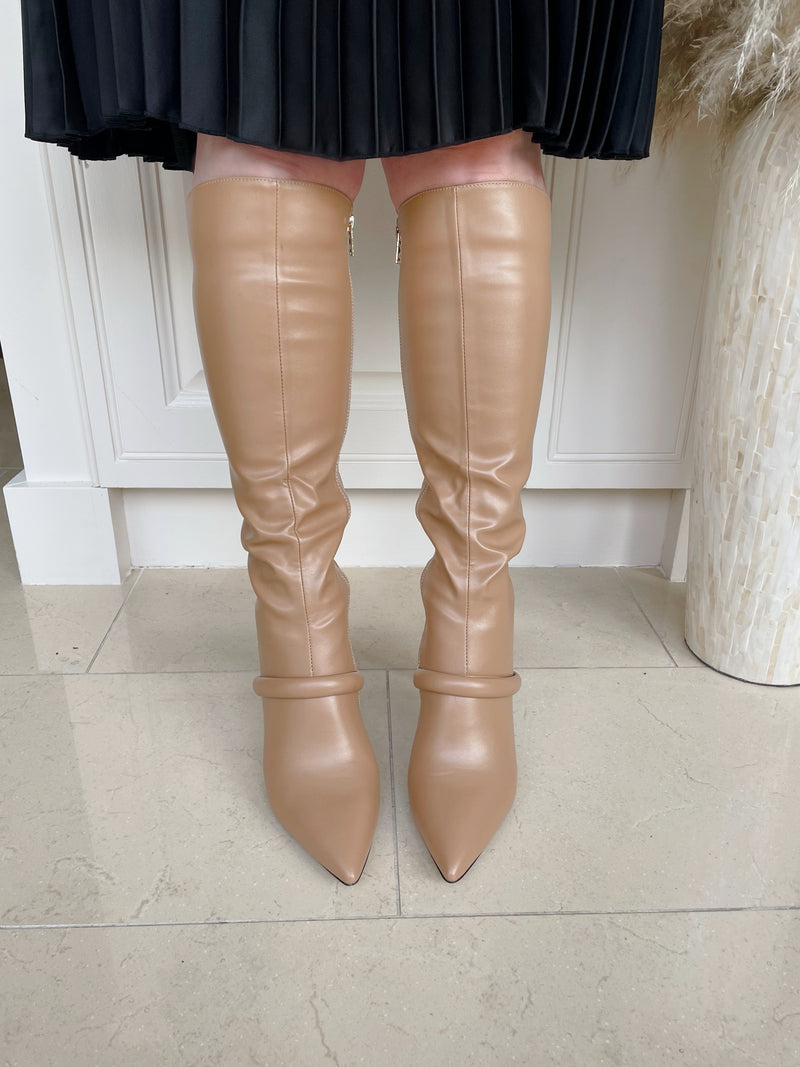 Una Healy "Breakout Regency" Knee High Fitted Boots - Camel