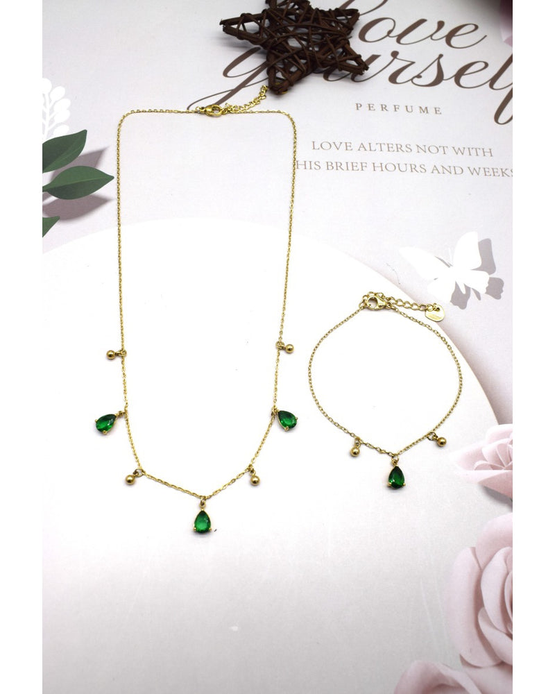 Maca Pear Drop Crystal Bracelet - Emerald