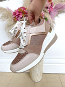 Redz Wedge Trainer Beige Blush and Rose Gold Q07110-17