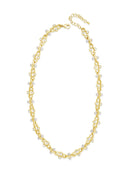 Absolute Pearl & Diamanté Chain Necklace Gold N2187GL