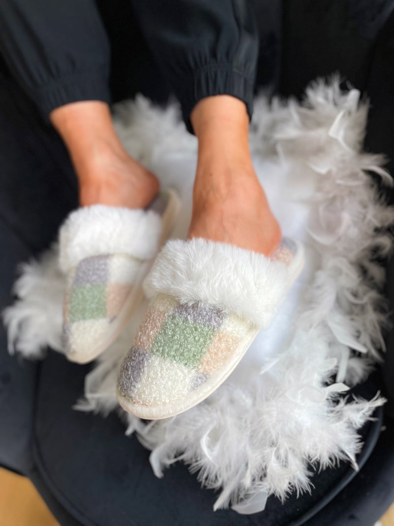 Heavenly Feet Sally Slippers - Pink/Grey/Green/White