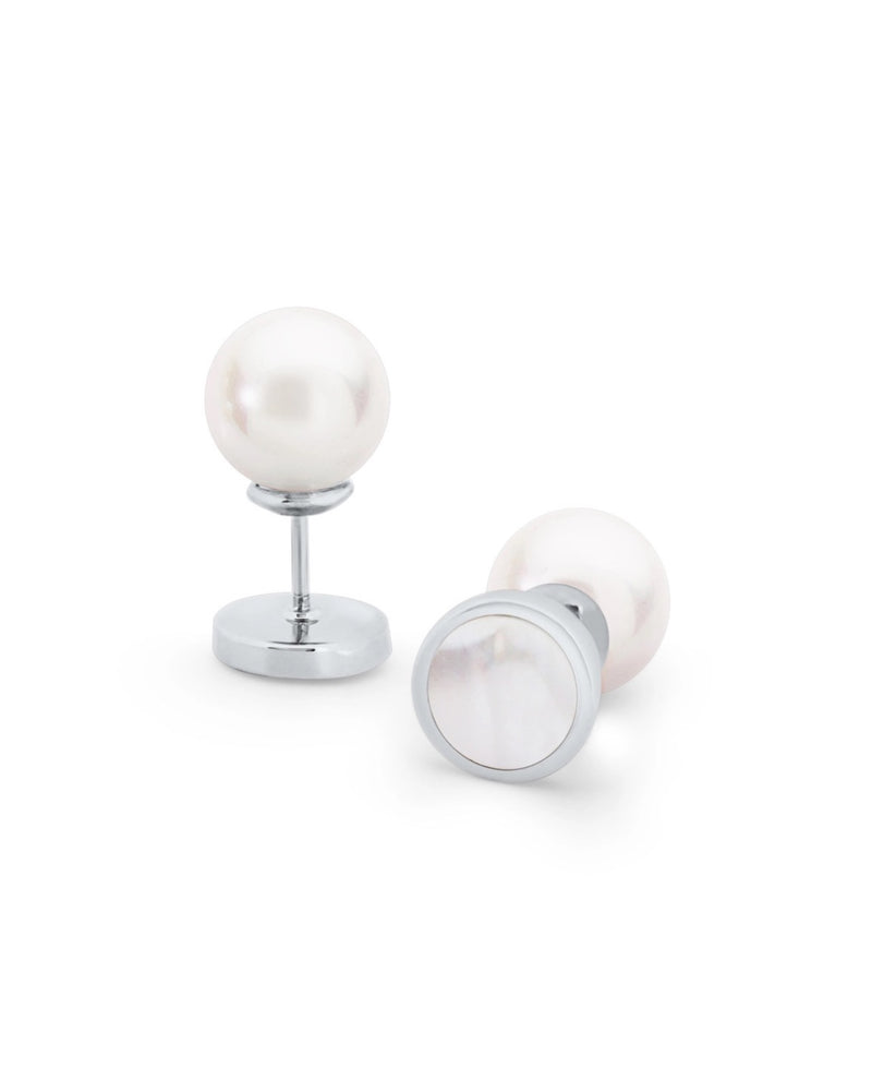 Tipperary Crystal Silver Reversible Pearl Moon Earrings 146037