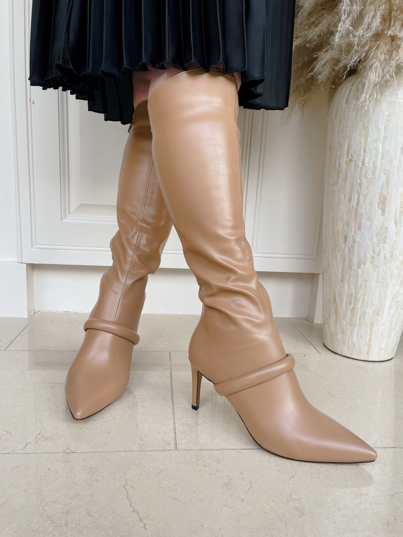 Una Healy "Breakout Regency" Knee High Fitted Boots - Camel