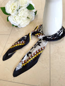 Fernanda Two Tone Printed Neck Scarf - Black & White