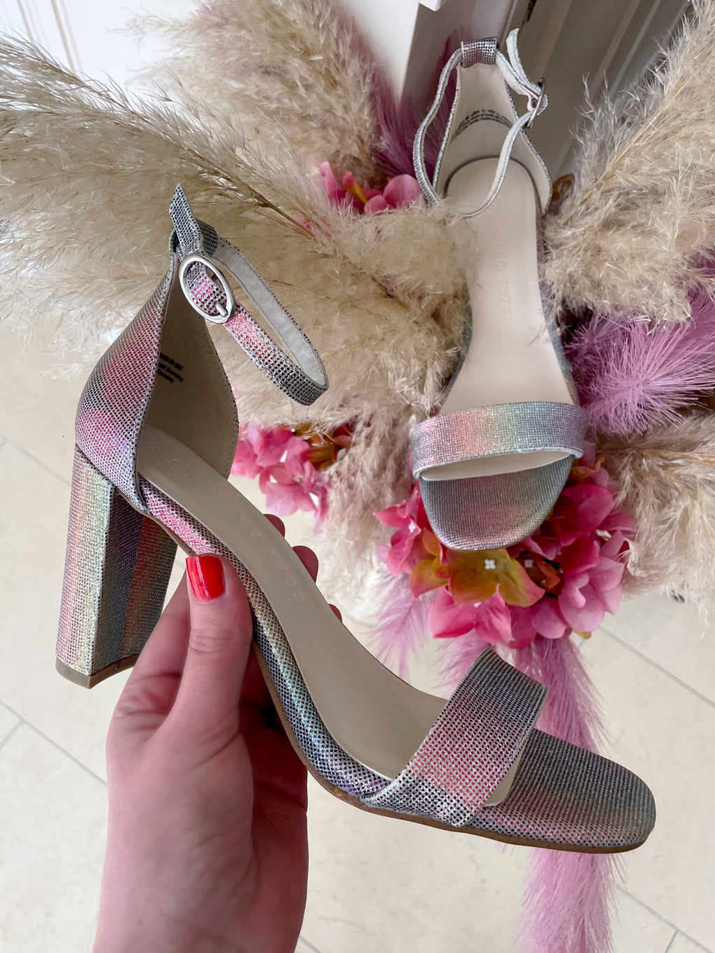 Marco Tozzi Metallic Rainbow Iridescent Sandal 2-28336