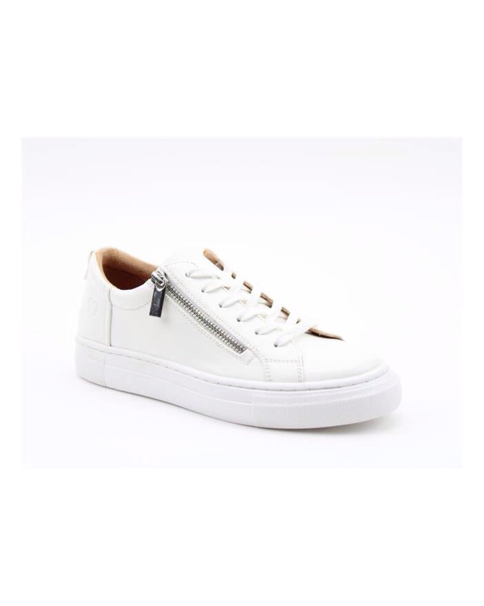 Heavenly Feet "Genoa" Trainer With Side Zip - White