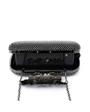 Sophia Vintage Embellished Clutch Bag With Floral Diamante Clasp - Black