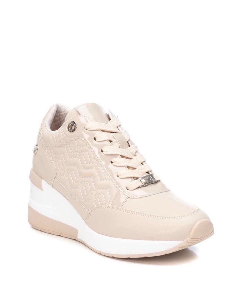 XTI Beige Quilted Wedge Trainers - Hielo 140050 1