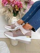 Redz Wedge Trainer Beige Blush and Rose Gold Q07110-17