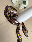Fernanda Two Tone Printed Neck Scarf - Brown & Cream