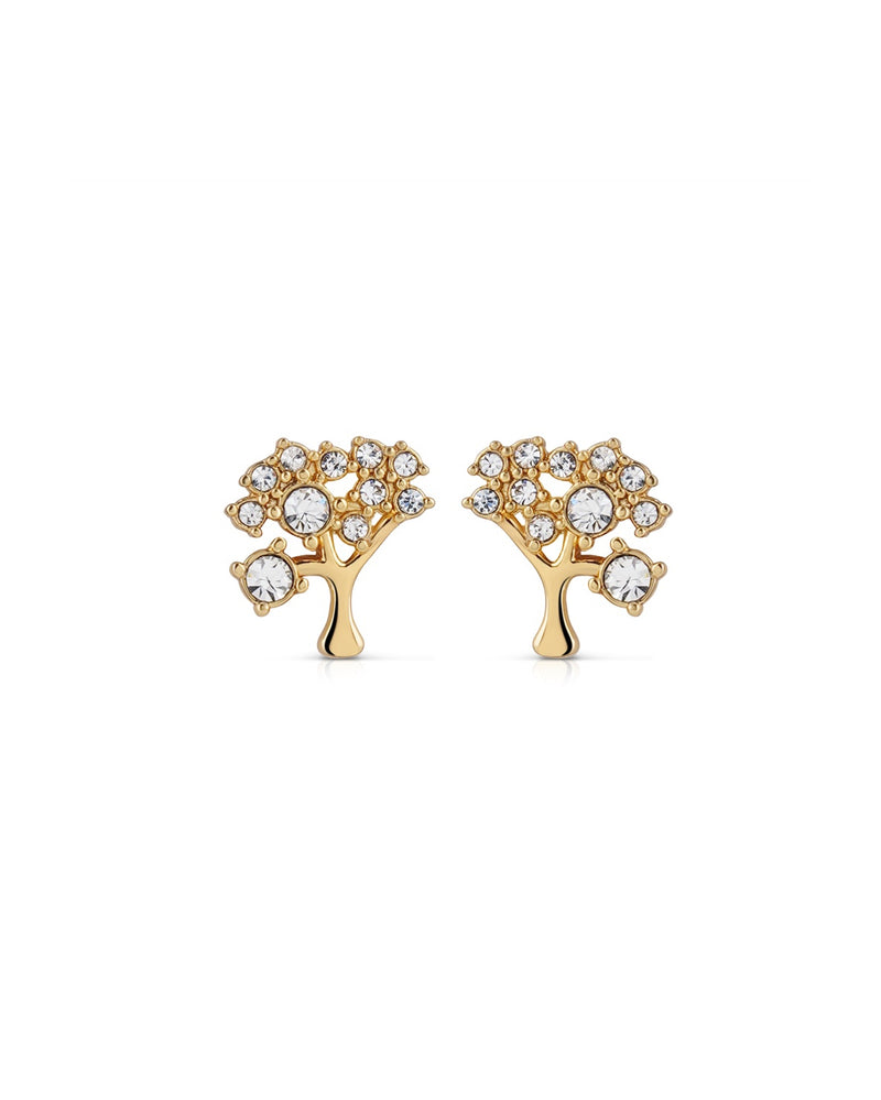 Newbridge Gold Plated Tree Earrings with Clear Stones ER893