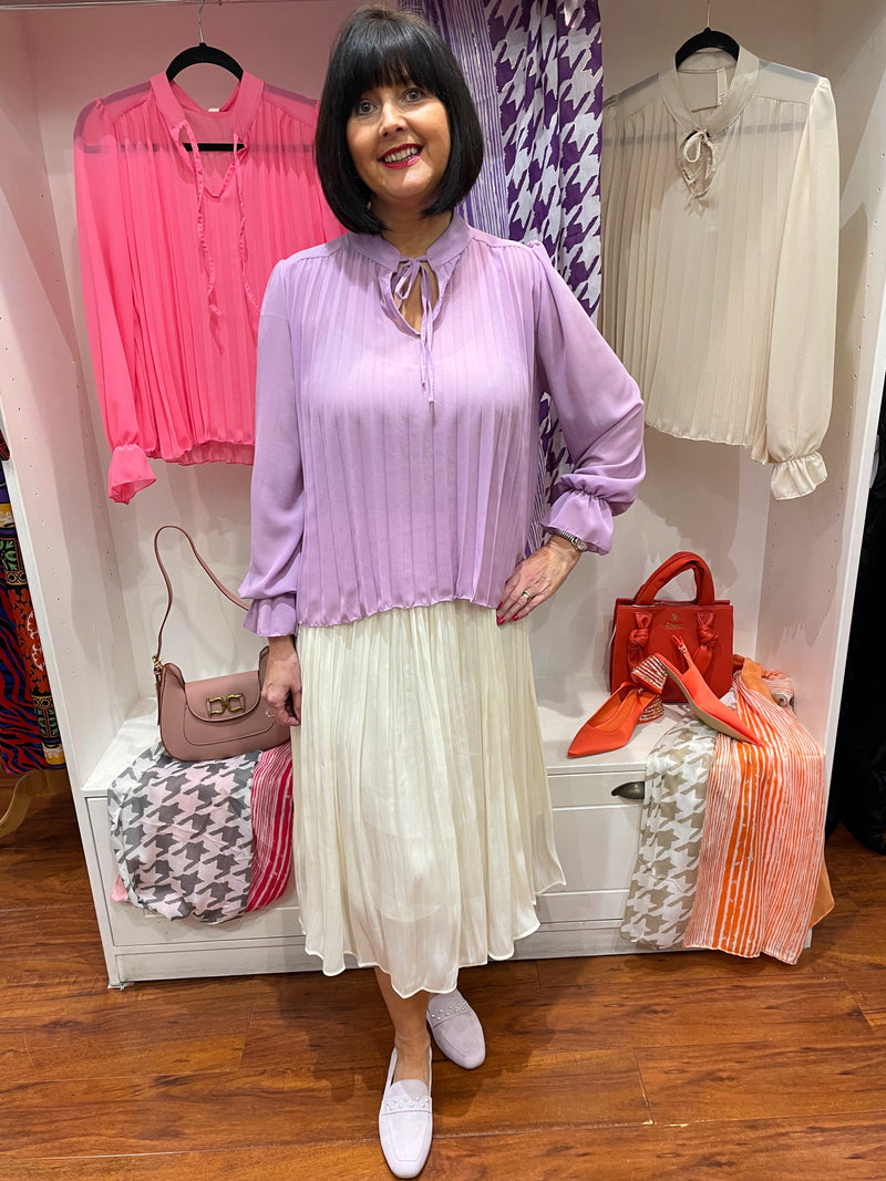 Erica Pleated Blouse Lilac
