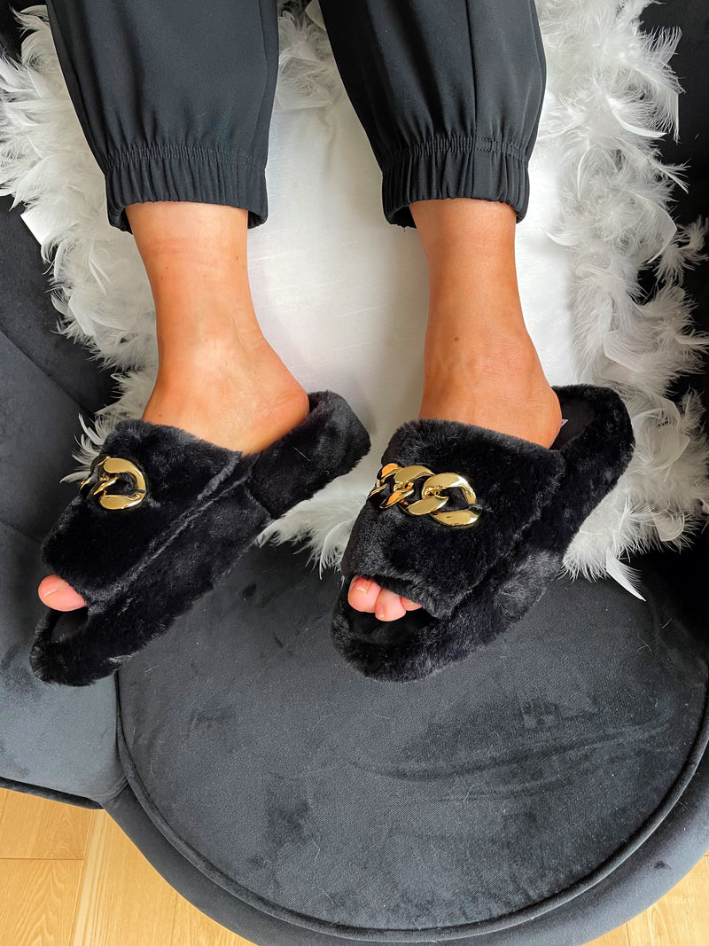 Heavenly Feet Carys Slippers - Black