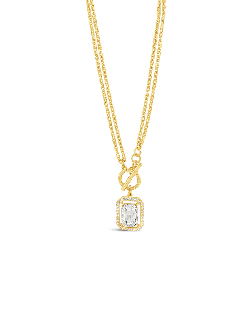 Absolute Two In One T-Bar Crystal Drop Necklace  - Gold & Crystal N2172GL