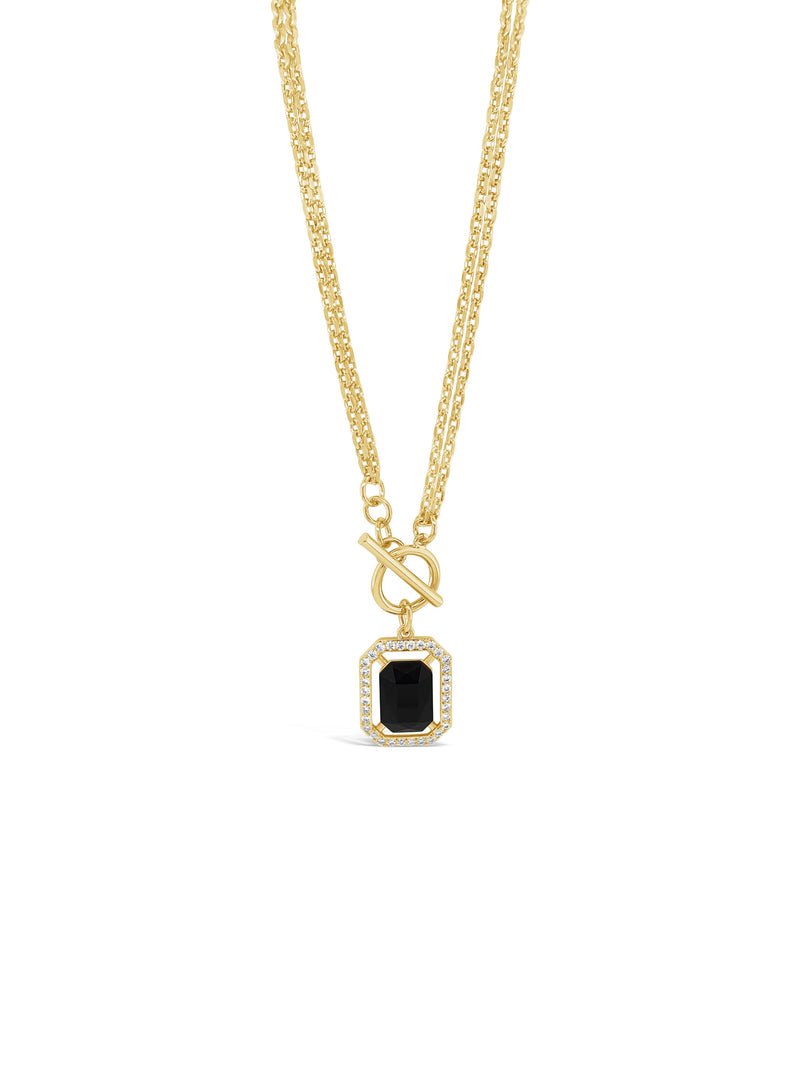 Absolute Two In One T-Bar Crystal Drop Necklace  - Gold & Black N2172JT