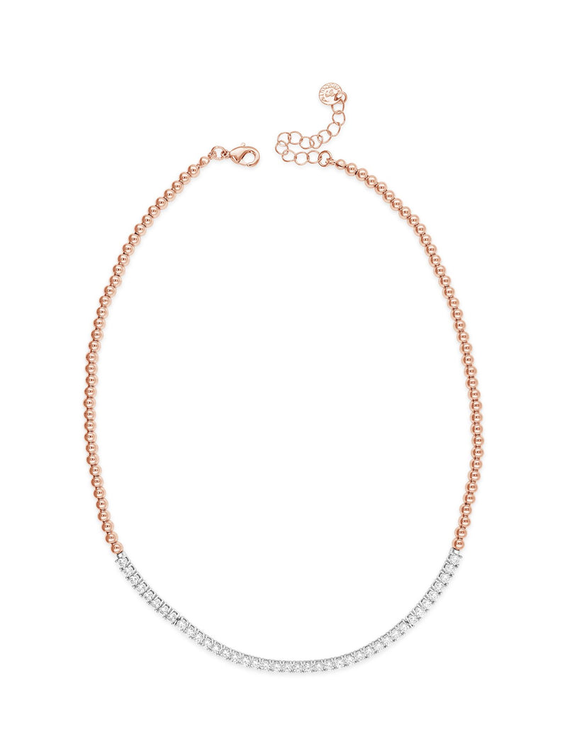 Absolute Bead & Crystal Tennis Necklace - Rose N2182RS
