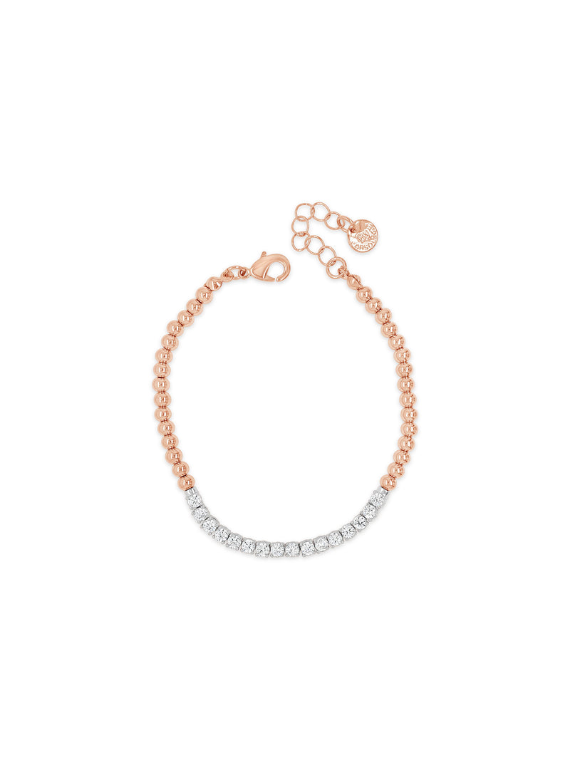 Absolute Bead & Crystal Tennis Bracelet - Rose B2182RS