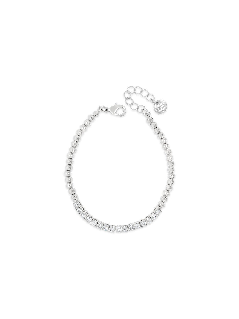 Absolute Bead & Crystal Tennis Bracelet - Silver B2182SL